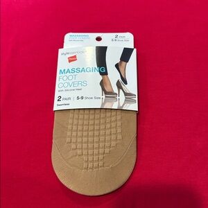 Hanes Massaging Foot Covers No Show Silicone Heel 2 pair Seamless